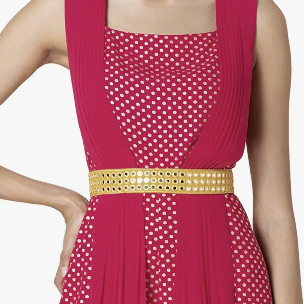 Yellow mirror embroidery belt for Indian dress